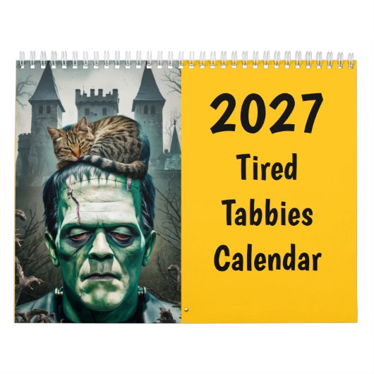Calendrier 2027 drôles chats fatigués Tabby (Protection)