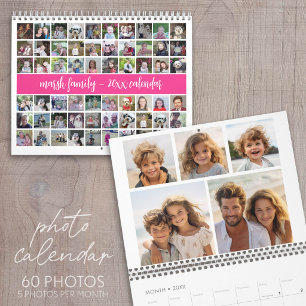 Calendrier 2027 Famille Moderne 60 Photo - Rose Chaud Personn