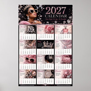 Calendrier 2027 Glam Pink & Diamond Poster