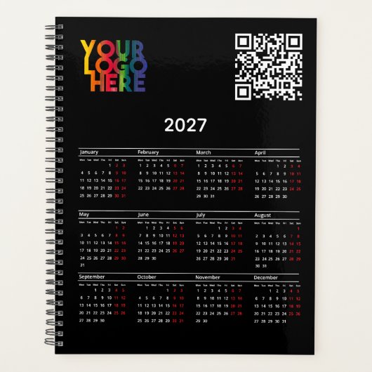 Calendrier 2027 Logo Code QR Entreprise Noir (Devant)