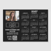 Calendrier 2027 MAGNET - logo, Code QR, Photo NOIR (Devant)