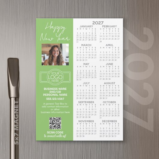Calendrier 2027 MAGNET - logo, Code QR, Photo Plus