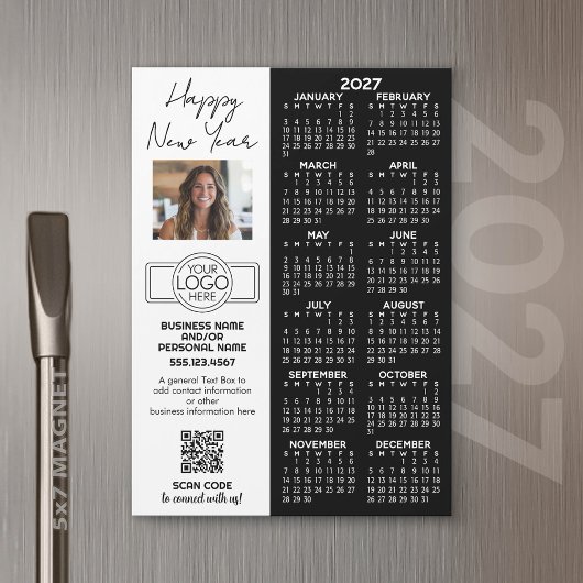 Calendrier 2027 MAGNET - logo, Code QR, Photo Plus