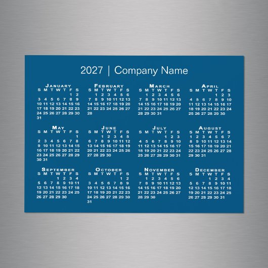 Calendrier 2027 Nom de l'entreprise Bleu Magnet