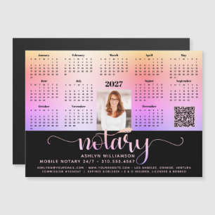 Calendrier 2027 Notaire Noir Rose Code QR Magnet