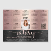 Calendrier 2027 Notaire Rose Noir Code QR Magnet (Devant)