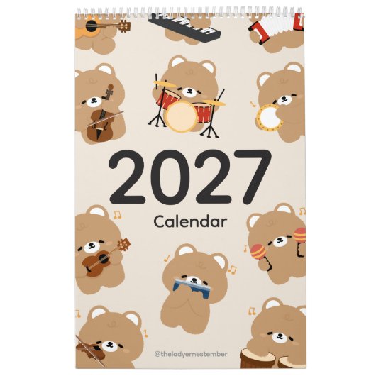 Calendrier 2027 Ours Musicien (Protection)