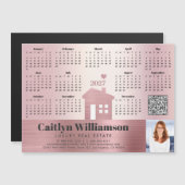 Calendrier 2027 Rose Magnet Code QR Photo Agent Im (Devant / Derrière)