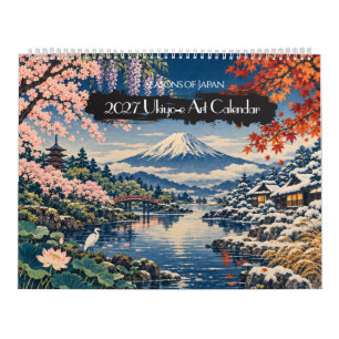Calendrier 2027 Saisons du Japon Art Ukiyo-e 12 Vues Scéniq