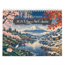 2027 Saisons du Japon Art Ukiyo-e | 12 Vues Scéniq
