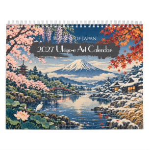 Calendrier 2027 Saisons du Japon Art Ukiyo-e 12 Vues Scéniq