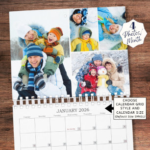 Calendrier 2027 Simple Collage Photo Personnalisé 4 Par Mois