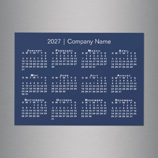Calendrier 2027 Société Nom Magnet Bleu Marine