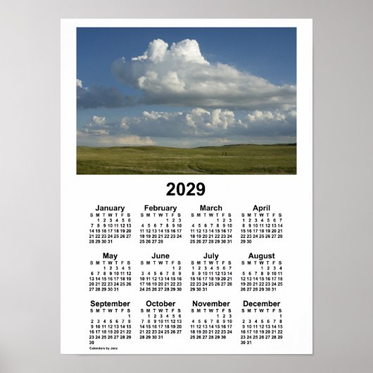 Calendrier 2029 Nebraska Sandhills par Janz Poster (Devant)