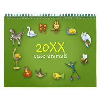Calendrier 20XX | Animaux caricaturaux mignons
