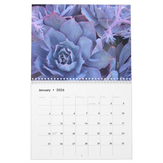 Calendrier 20XX Succulents Amateurs de cactus Personnalisé me (Jan 2026)