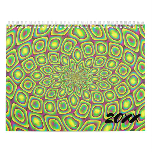 Calendrier 20xx Trippy Colorful Abstrait Geometry Art (Protection)