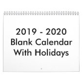 Calendrier 24 Mois Blanc 2019 - 2020 Avec Vacances (Protection)
