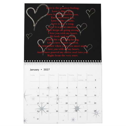 Calendrier 365 jours d'amour (Jan 2027)