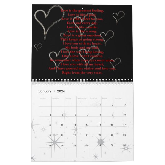 Calendrier 365 jours d'amour (Jan 2026)