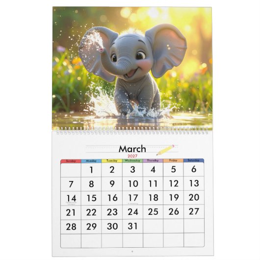 Calendrier 3D de dessins animés pour enfants avec (Mar 2027)