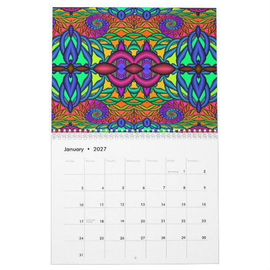 Calendrier 3D fractales 2012 (Jan 2027)
