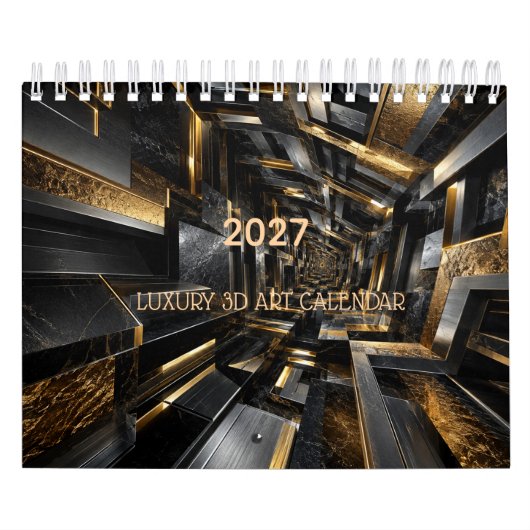 Calendrier 3D Luxe Noir & Or 2027 (Protection)