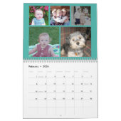 Calendrier 60 Photo personnalisée Famille moderne Vert Turquo (Feb 2026)