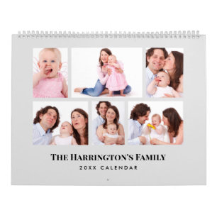 Calendrier 6 Sections Photos Familiales Cadres Gris Minimalis