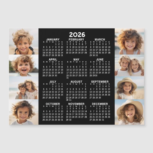 Calendrier - 8 Photos - Magnet noir blanc de base (Devant)