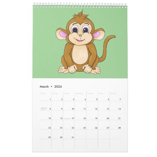Calendrier A cute calendar filled with happy characters (Mar 2026)