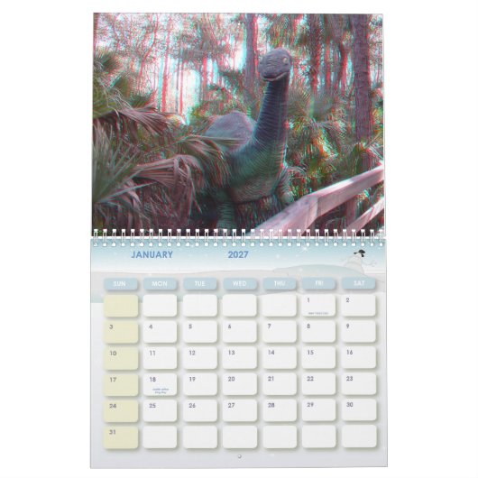 calendrier à trois dimensions de photo d'anaglyphe (Jan 2027)