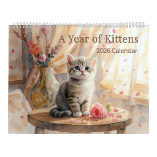 Calendrier A Year of Kittens 2026 Wall Calendar