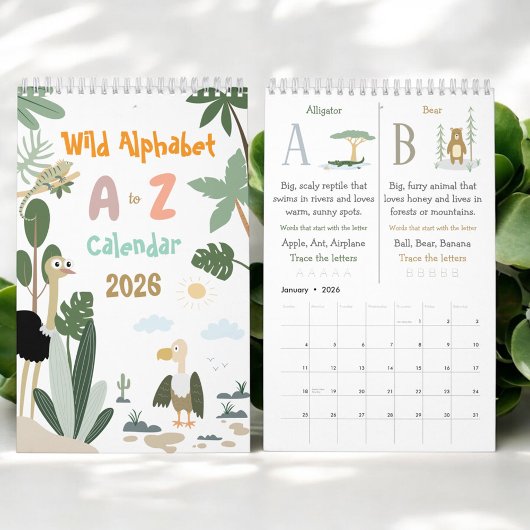 Calendrier ABC Wild Animal Alphabet Kids Educational Calendar