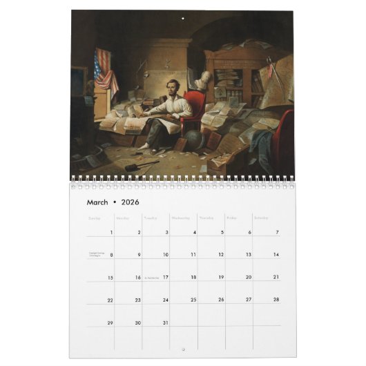 Calendrier Abraham Lincoln (Mar 2026)