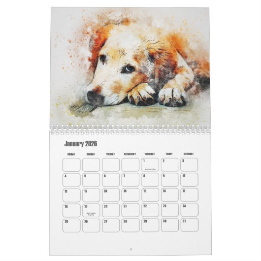 Calendrier Abstract Art Dogs (Jan 2026)
