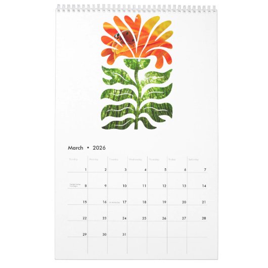 Calendrier Abstract Boho Botanical Nature 2026 12-month (Mar 2026)