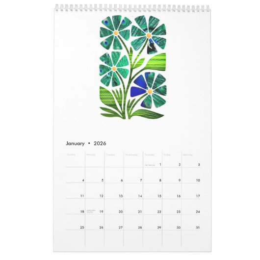 Calendrier Abstract Boho Botanical Nature 2026 12-month (Jan 2026)