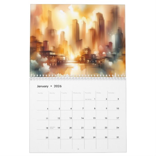 Calendrier Abstract City Scape 12 Month Calendar (Jan 2026)