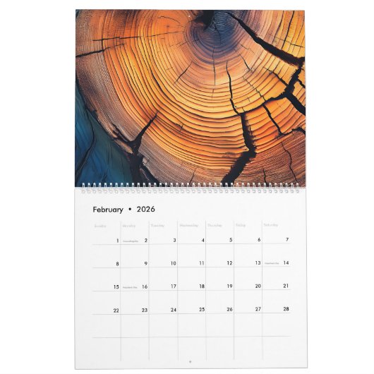 Calendrier Abstract Tree Ring 2026 Calendar (Feb 2026)
