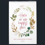 Calendrier Accueil est notre heureux endroit aquarelle feuill<br><div class="desc">Accueil est notre heureux endroit aquarelle feuillage multi photo calendrier. Le calendrier familial parfait pour vous-même ou en cadeau.</div>