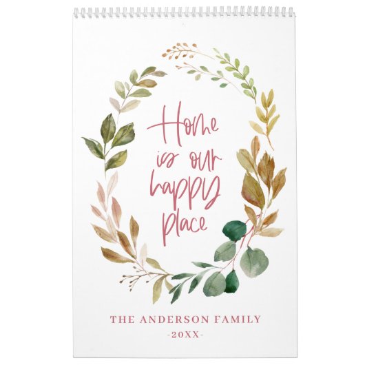 Calendrier Accueil est notre heureux endroit aquarelle feuill (Protection)