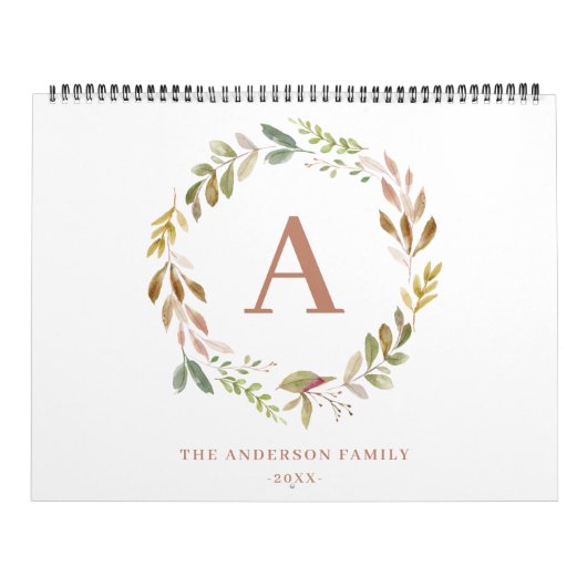 Calendrier Accueil est notre heureux endroit aquarelle feuill (Protection)