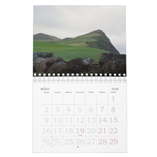 Calendrier Açores pour vacances (Mar 2026)