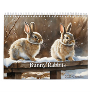 Calendrier Adorable lapins lapins Brown et blancs 2025