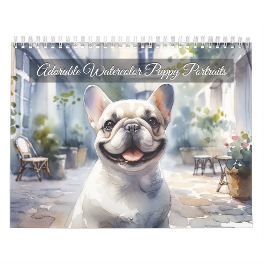 Calendrier Adorable Watercolor Dog Portraits (12-Month) (Protection)