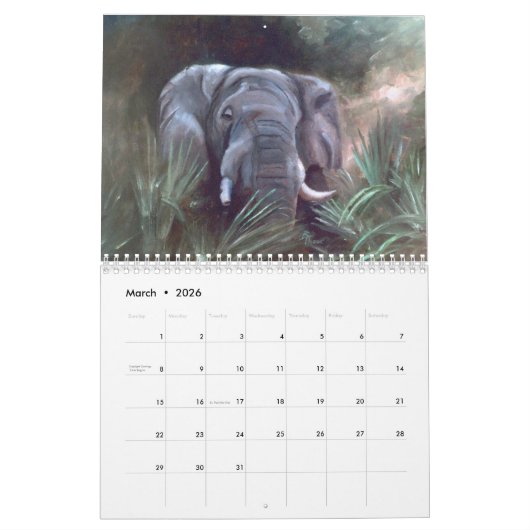 Calendrier africain de faune (Mar 2026)