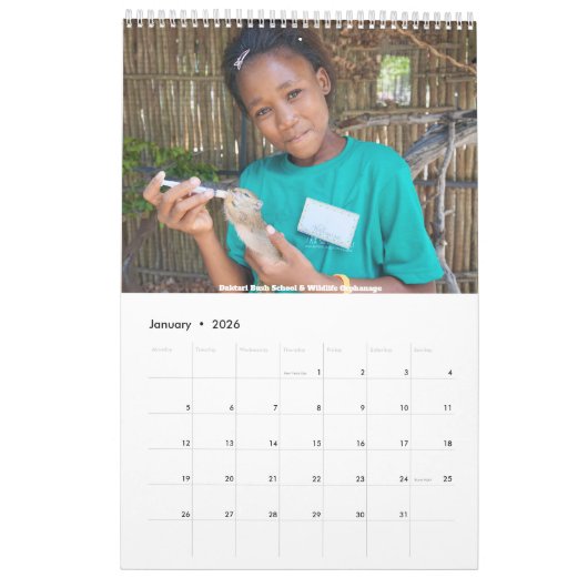 Calendrier africain de la faune 2026 (Jan 2026)