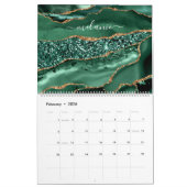 Calendrier Agate Green Gold Parties scintillant Marbre Votre (Feb 2026)