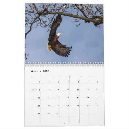Calendrier Aigles chauds toute l'année (Mar 2026)